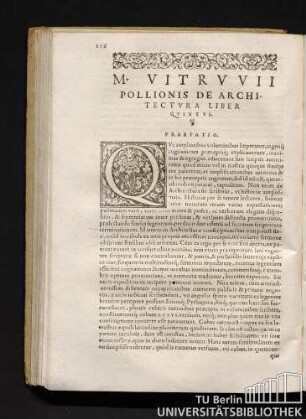 M. Vitruvii Pollionis De Architectura Liber Quintus.