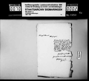 Hagelschlag und Hochwasserschäden, Unterstützung der Geschädigten im Oberamtsbezirk (Buttenhausen)