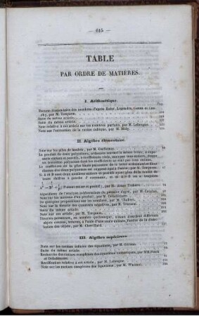 Table par ordre de matières.