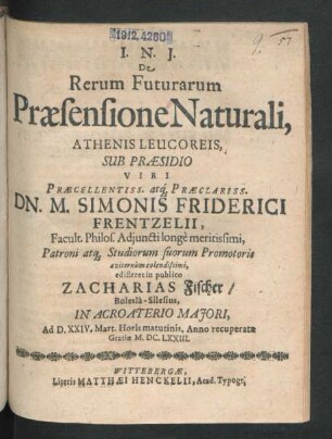 De Rerum Futurarum Praesensione Naturali