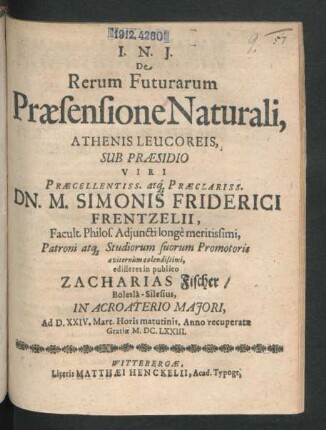 De Rerum Futurarum Praesensione Naturali