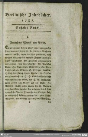 I. Fortgesetzte Chronik von Berlin