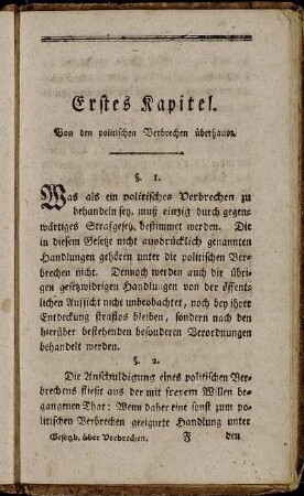 Erstes Kapitel. Von den politischen Verbrechen überhaupt