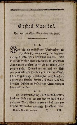 Erstes Kapitel. Von den politischen Verbrechen überhaupt