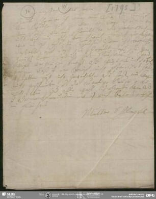 Eigenh. Brief von Johanna Christiane Erdmuthe Schlegel an August Wilhelm von Schlegel, Hannover, 1795?