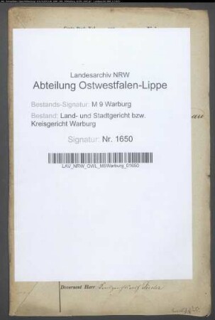Erblasser: Degenhardt, Elisabeth, geb. Wigge: