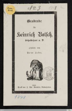 Grabrede für Heinrich Botsch, Schullehrer a.D.