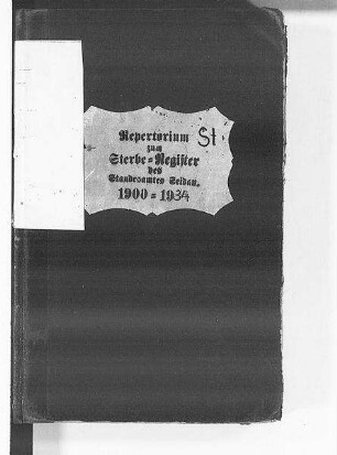 Alphabetisches Namenverzeichnis zum Sterberegister Seidau