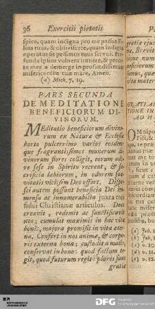 Pars Secunda De Meditatione Beneficiorum Divinorum.