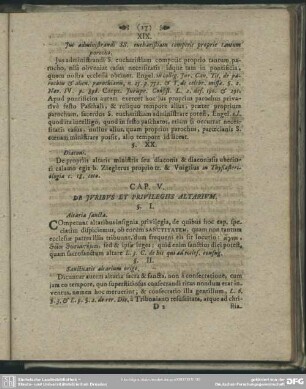 Cap. V. De Iuribus Et Privilegiis Altarium