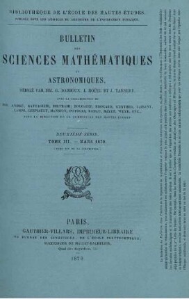 Tome III. Mars 1879.