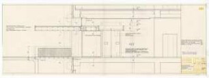 Hochschulbibliothek, Karlsruhe Neubau: Haupteingang Windfang, Vordach und Brücke, Schnitt 6-6, 1:20