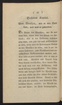 Sechstes Kapitel. Vom Menschen, wie er von Gott kam, und was er geworden.