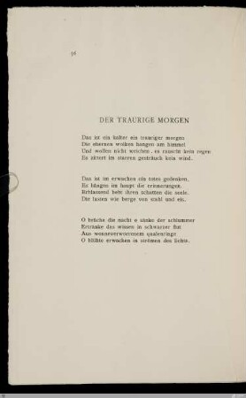 Der traurige Morgen