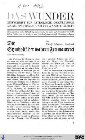 Die Symbolik der wahren Freimaurerei