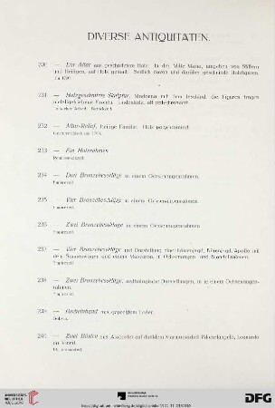 Diverse Antiquitäten (Nr. 230-244)