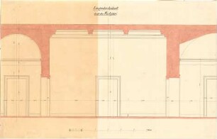 Gärtner, Friedrich von; Athen (Griechenland); Königliche Residenz (Athener Schloss) - Wartezimmer (Längsschnitt)