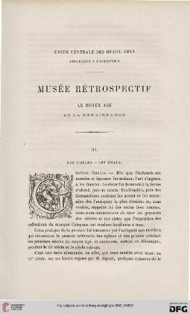19: Musée rétrospectif, [6], Le Moyen Âge et la Renaissance : Union Centrale des Beaux-Arts Appliqués à l'Industrie