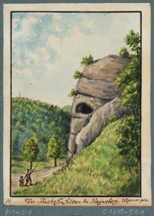 Wanderer am Backofenfelsen bei Hainsberg (Freital)