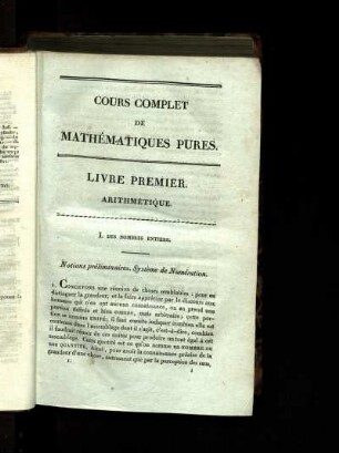 Livre I. Arithmétique.