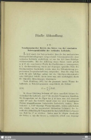 Fünfte Abhandlung
