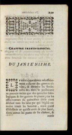 Chapitre Trente-Troisiéme. Du Jansénisme