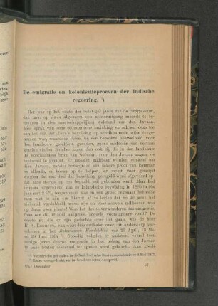 De emigratie en kolonisatieproeven der Indische regeering.