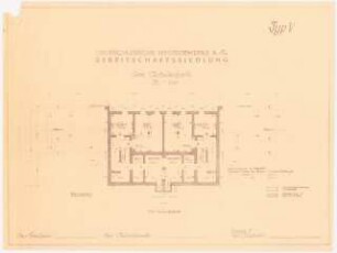 Gartenanlage Bereitschaftssiedlung Oberschlesische Hydrierwerke, Blechhammer: Siedlungshaus Typ 5: Grundriss Kellergeschoss 1:100
