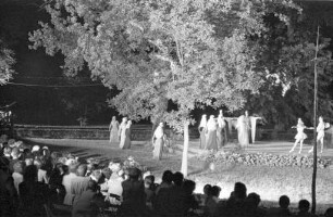 Aufführung der "Romantischen Tanzspiele" durch das Ballett-Ensemble des Badischen Staatstheaters im Schlossgarten.