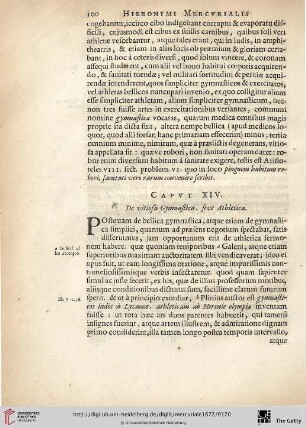 Caput. XIV.: De vitiosa Gymnastica, sive Athletica