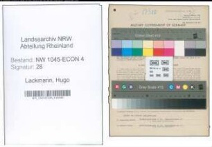 Entnazifizierung Hugo Lackmann , geb. 13.03.1921 (Angestellter)