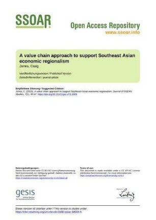 A value chain approach to support Southeast Asian economic regionalism