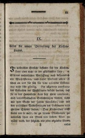 IX. Ueber die innere Verwaltung des Kirchenstaates.