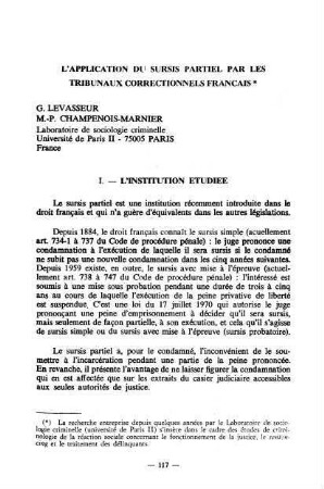 117-146, L'application du sursis partiel par les tribunaux correctionnels français