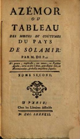 Azémor Ou Tableau Des Moeurs Et Coutumes Du Pays De Solamir, 2
