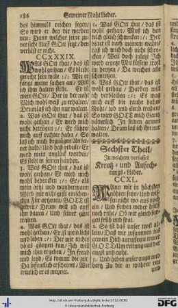 Sechster Theil, in welchem verfasset Kreutz- und Anfechtungs-Lieder.