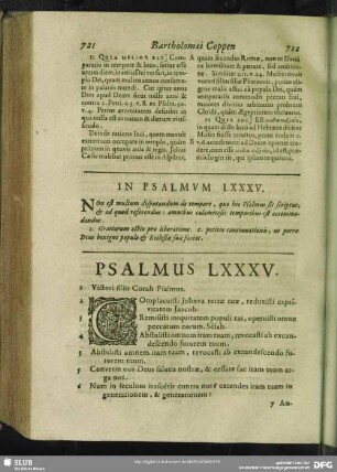 In Psalmum LXXXV.[i.e. LXXXIV.] Psalmus LXXXV. [i.e. LXXXIV.]
