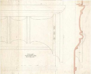 Gärtner, Friedrich von; Athen (Griechenland); Königliche Residenz (Athener Schloss) - Säulenkapitell im Tanz, - Spiel - u. Speisesaal (Teilansicht, Schnitt)