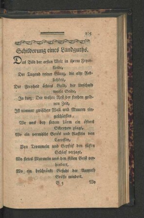 [Schilderung eines Landguths. - An die Rose.]