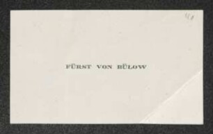 Brief von Bernhard von Bülow an Gerhart Hauptmann