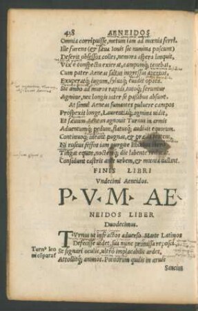 P. V. M. Aeneidos Liber Duodecimus.