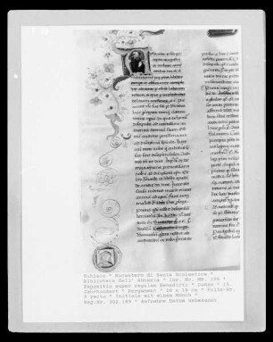 Expositio super regulam Benedicti — Initiale mit einem Mönch, Folio 3 recto