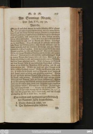 Am Sonntage Rogate. Text Joh. XVI, 23 - 30.