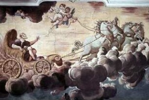 Deckenspiegel, Mittelbild: Die Aufnahme des Elias in den Himmel