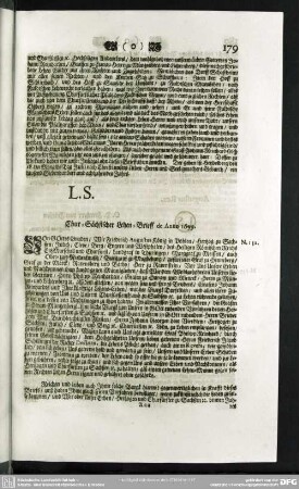 N.132. Chur-Sächsischer Lehen-Brieff de Anno 1699