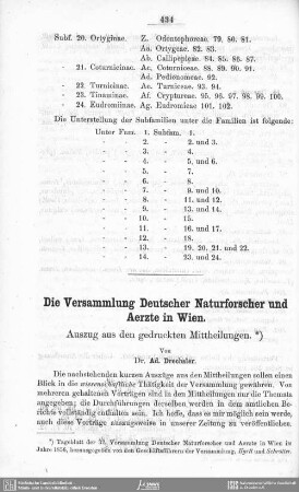 Die Versammlung Deutscher Naturforscher und Aerzte in Wien : Auszug aus den gedruckten Mittheilungen