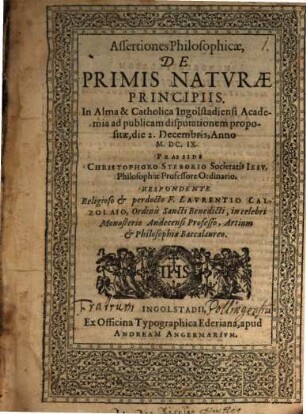 Assertiones philosophicae de primis naturae principiis