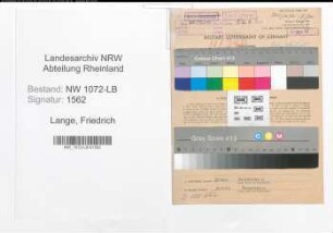 Entnazifizierung Friedrich Lange , geb. 19.01.1890 (Angestellter)