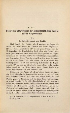 Über den Schwerpunkt der gemeinschaftlichen Punkte zweier algebraischer Kurven ...