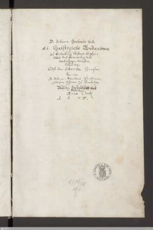 Meditationes sacrae, deutsch - Cod.theol.et.phil.fol.308